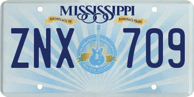 MS license plate ZNX709