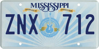 MS license plate ZNX712