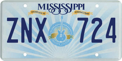 MS license plate ZNX724