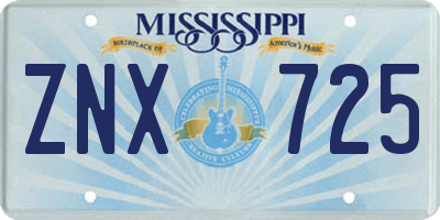 MS license plate ZNX725