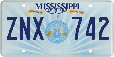 MS license plate ZNX742