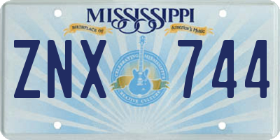 MS license plate ZNX744