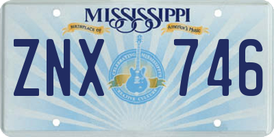 MS license plate ZNX746