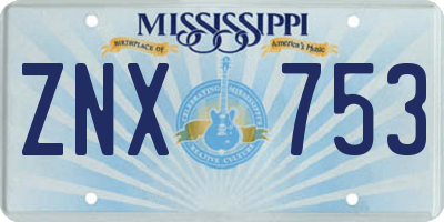 MS license plate ZNX753