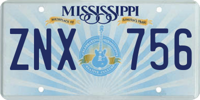 MS license plate ZNX756