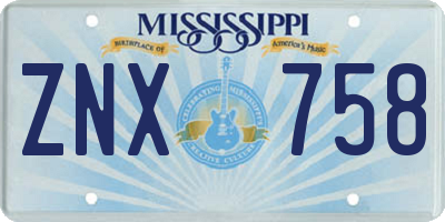 MS license plate ZNX758