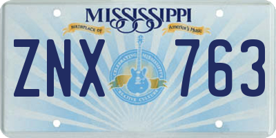 MS license plate ZNX763