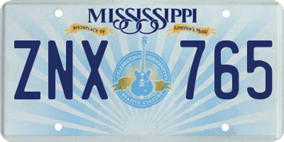 MS license plate ZNX765