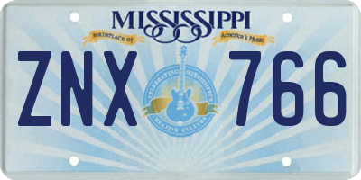 MS license plate ZNX766