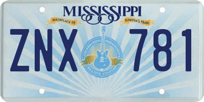 MS license plate ZNX781
