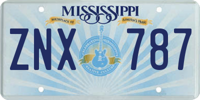 MS license plate ZNX787
