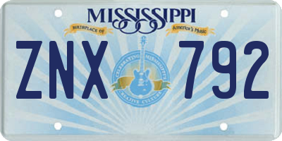 MS license plate ZNX792