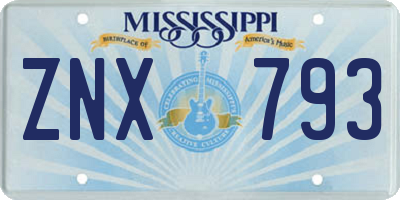 MS license plate ZNX793