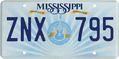MS license plate ZNX795