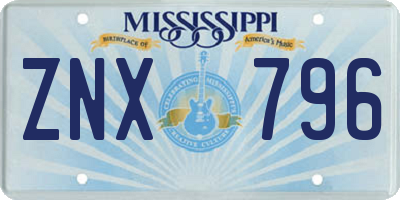 MS license plate ZNX796