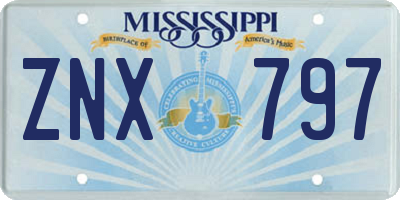 MS license plate ZNX797
