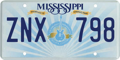 MS license plate ZNX798