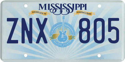 MS license plate ZNX805