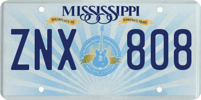 MS license plate ZNX808