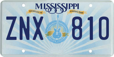 MS license plate ZNX810