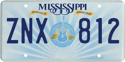 MS license plate ZNX812