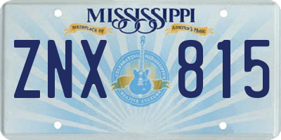MS license plate ZNX815
