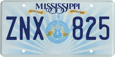 MS license plate ZNX825