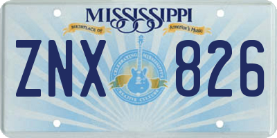 MS license plate ZNX826