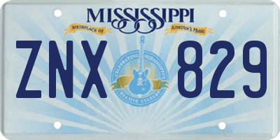 MS license plate ZNX829