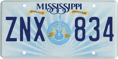 MS license plate ZNX834