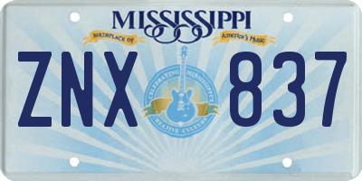 MS license plate ZNX837