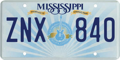 MS license plate ZNX840