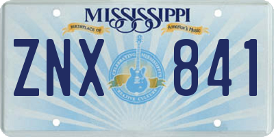 MS license plate ZNX841