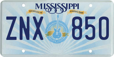 MS license plate ZNX850