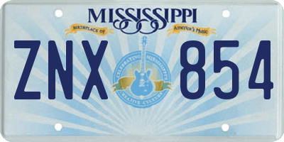 MS license plate ZNX854