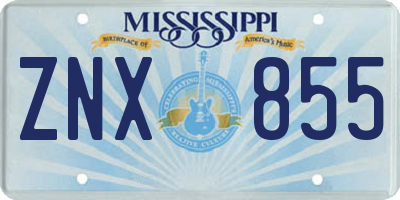 MS license plate ZNX855