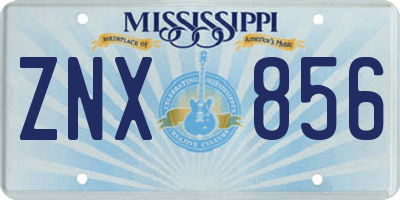 MS license plate ZNX856