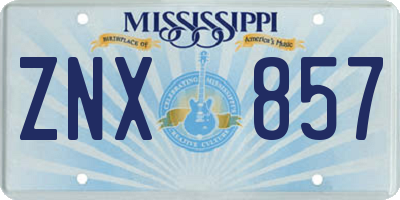 MS license plate ZNX857