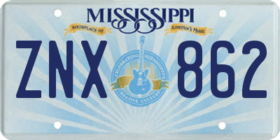 MS license plate ZNX862