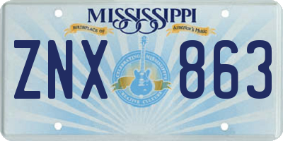 MS license plate ZNX863