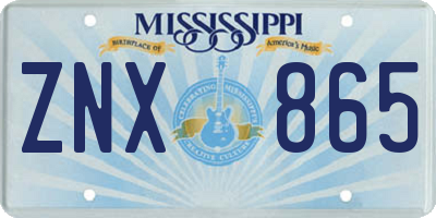 MS license plate ZNX865