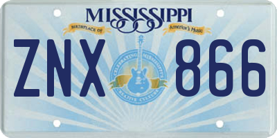 MS license plate ZNX866