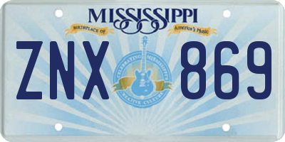 MS license plate ZNX869