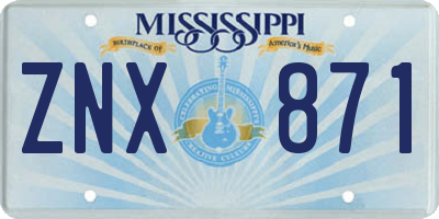 MS license plate ZNX871