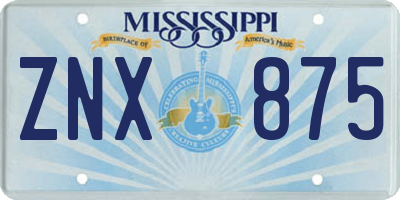 MS license plate ZNX875