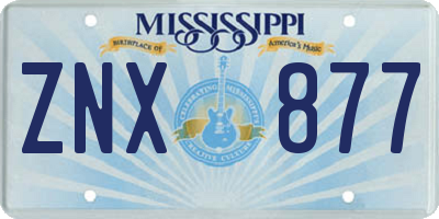 MS license plate ZNX877