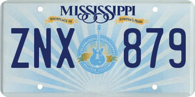 MS license plate ZNX879