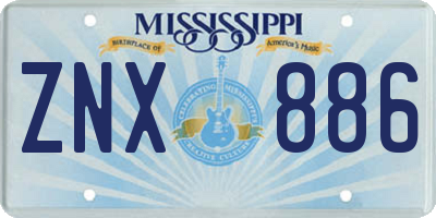 MS license plate ZNX886