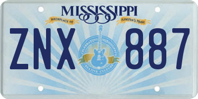 MS license plate ZNX887