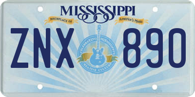 MS license plate ZNX890